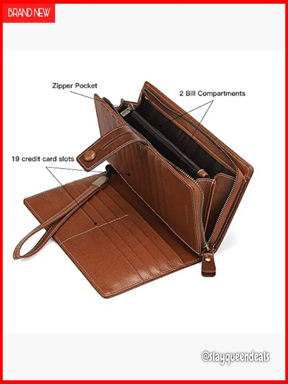 Large RFID Blocking Leather Zip Around Clutch Wristlet Phone Organizer